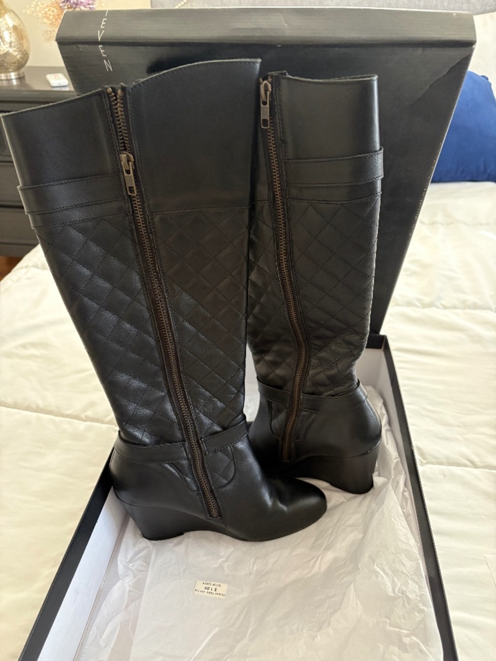 Steve Madden, Black leather to knee boot, size 6 1/2